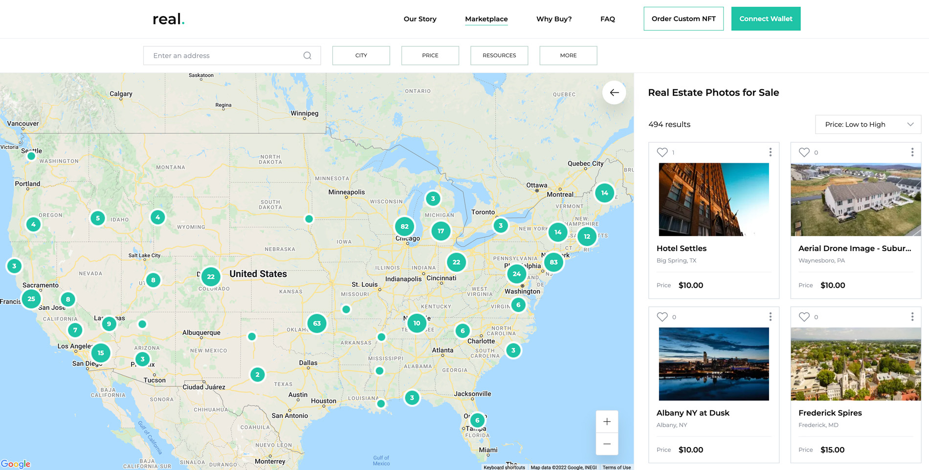 real nft marketplace by HomeJab map