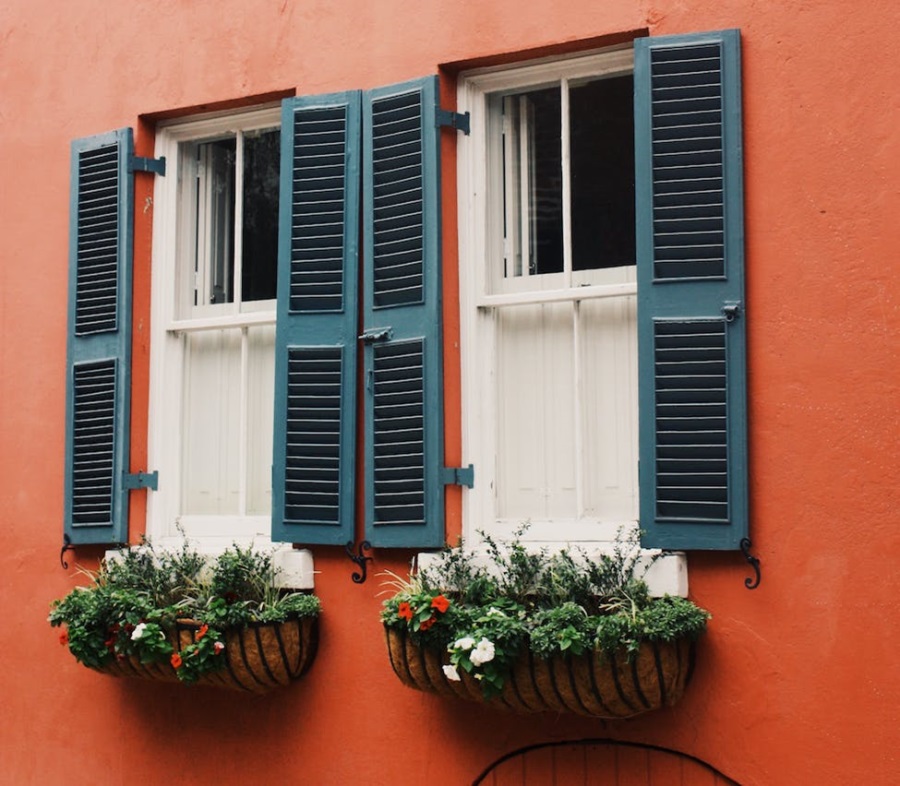 Blue shutters