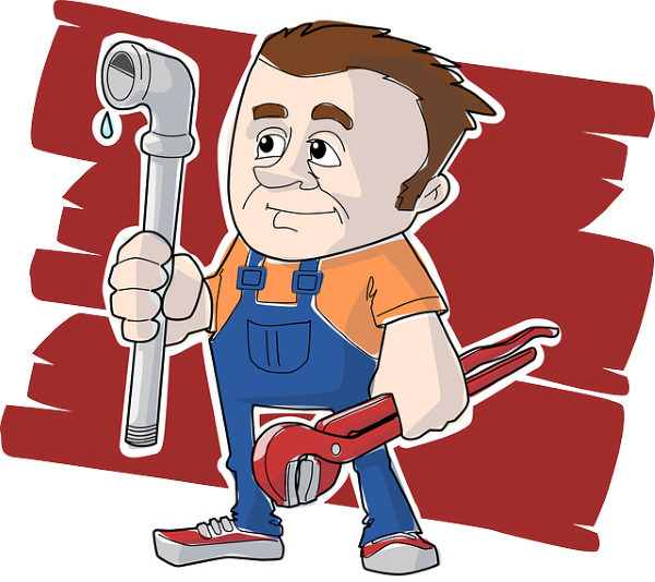 Cartoon of plumber 600 Pixabay