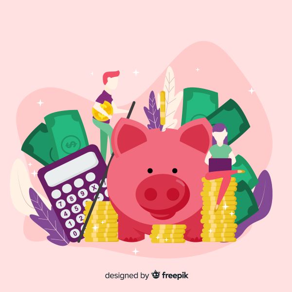 Colorful money saving concept 600 Freepik