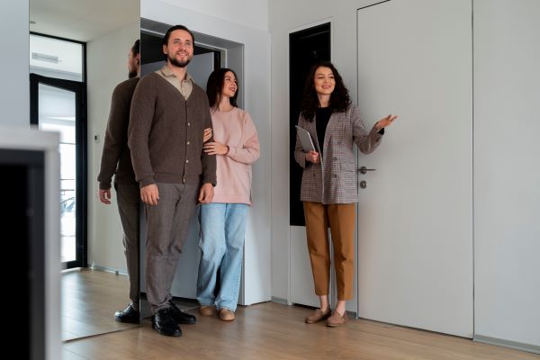 Real estate agent showing a house2 600 Freepik