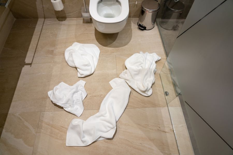 Towels on the floor