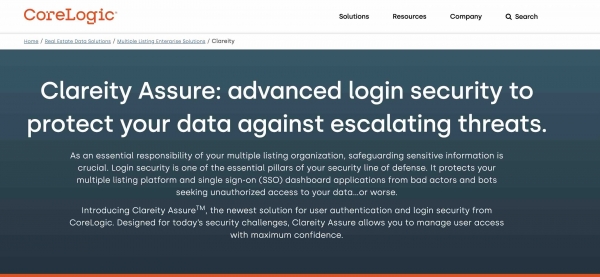 CoreLogic Unveils Clareity Assure for Advanced MLS Security featuring Adaptive Authentication