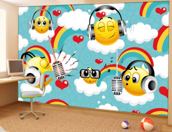 Smiley face wall mural