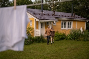 Grandfather and Grandson Walking Home